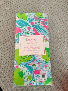 Lilly Pulitzer Pottery Barn Kids Crib Fitted Sheet - Pink Lemonade never opened